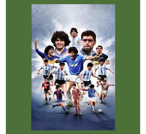 Allernieuwste.nl® Allernieuwste.nl® Canvas Schilderij Compillatie Legende Maradona - Voetbal Soccer - Poster - 50 x 75 cm - Kleur