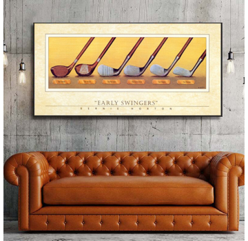 Allernieuwste.nl® Canvas Schilderij Nostalgische Golf Clubs - Kunst - Sport - Poster - 60 x 120 cm - Kleur