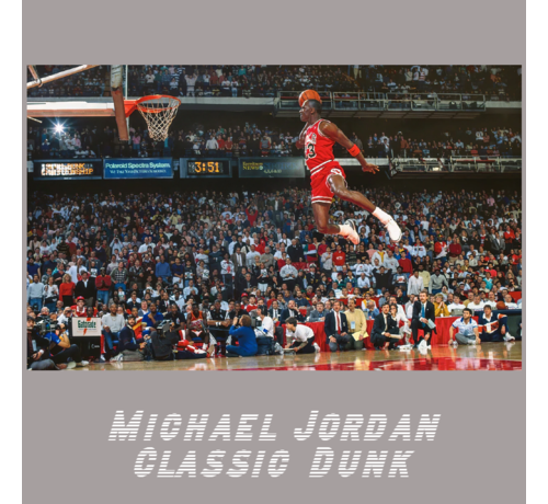 Allernieuwste.nl® Allernieuwste.nl® Canvas Schilderij Michael Jordan Classic Dunk - Sport - Actiefoto - Poster - 50 x 70 cm - Kleur