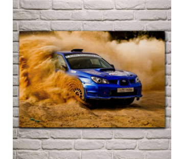 Allernieuwste.nl® Canvas Schilderij Autosport Woestijn Rallysport - Kunst - Racen - Poster - 60 x 90 cm - Kleur