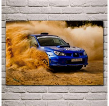 Allernieuwste.nl® Canvas Schilderij Autosport Woestijn Rallysport - Kunst - Racen - Poster - 60 x 90 cm - Kleur