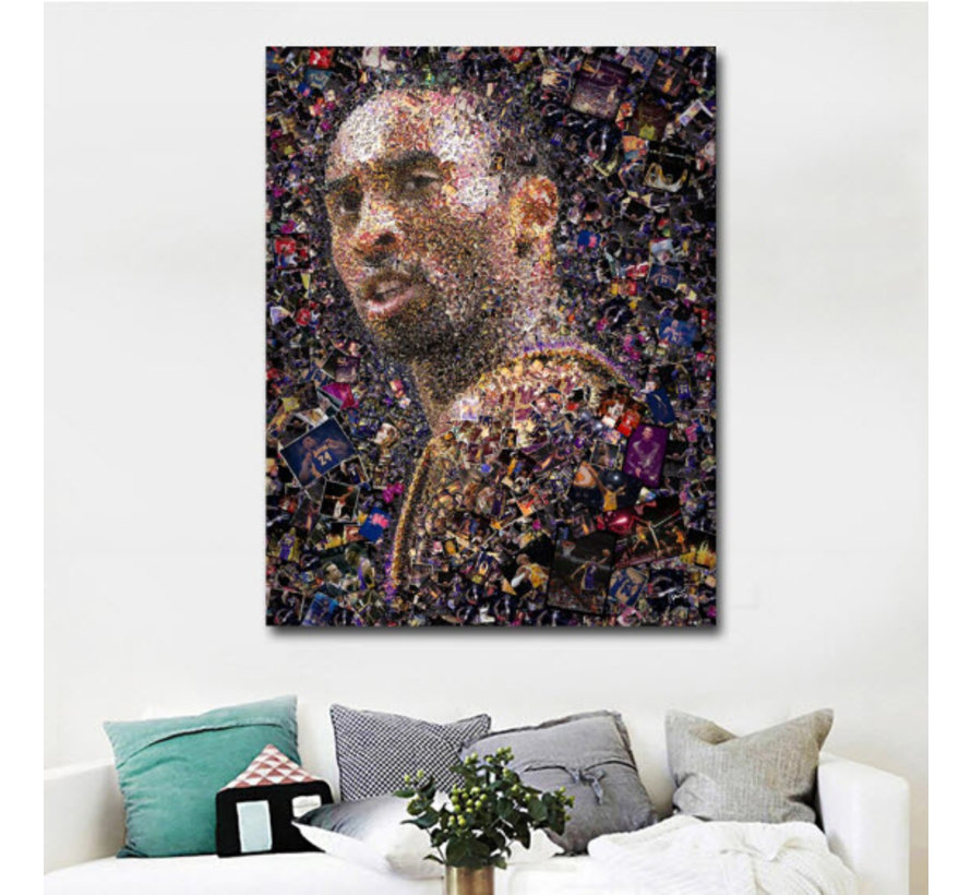 Allernieuwste.nl® Canvas Schilderij Basketbal Kobe Bryant - Kunst - Poster - Sport - 50 x 70 cm - Kleur