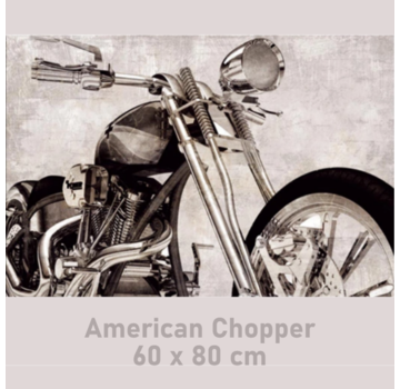 Allernieuwste.nl® Canvas Schilderij American Chopper - Motorsport - Motor - Poster - 60 x 80 cm - Zwart Wit