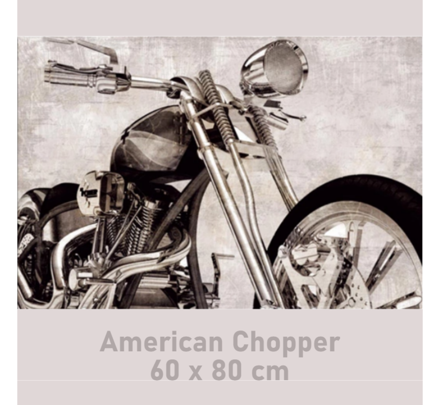 Allernieuwste.nl® Canvas Schilderij American Chopper - Motorsport - Motor - Poster - 60 x 80 cm - Zwart Wit