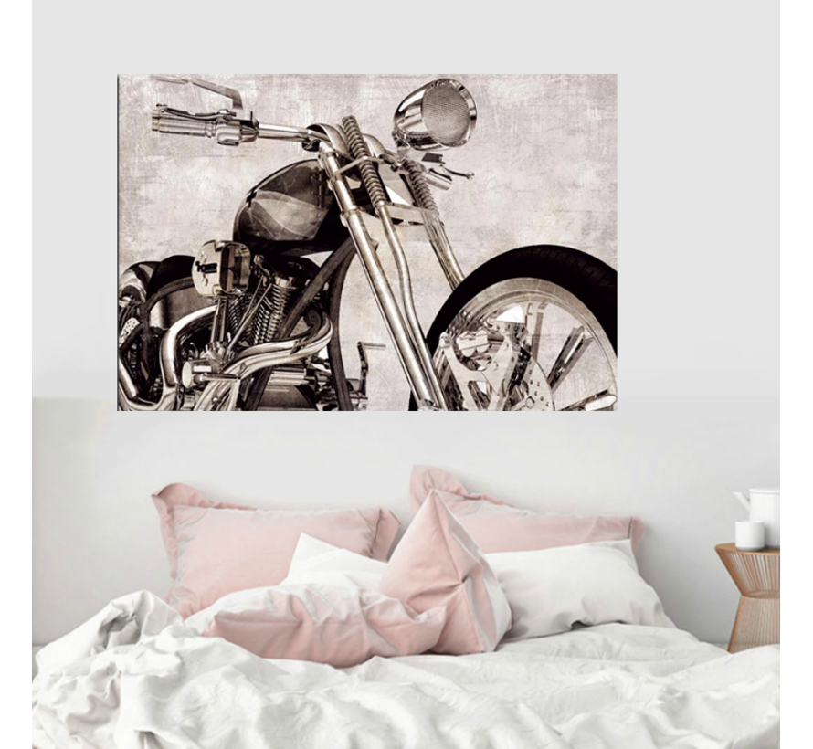 Allernieuwste Canvas Schilderij American Chopper - Motorsport - Motor - Poster - 60 x 80 cm - Zwart Wit