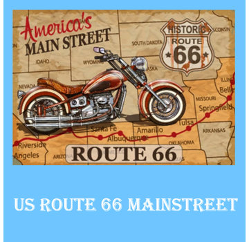 Allernieuwste.nl® Canvas Schilderij * ROUTE 66 - US Mainstreet * - Vintage - kleur - 30 x 40 cm