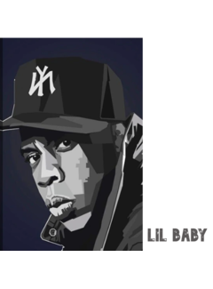 Allernieuwste.nl® Canvas Schilderij Rapper Lil Baby - Zwart Wit - USA Singer Songwriter - 50 x 70 cm