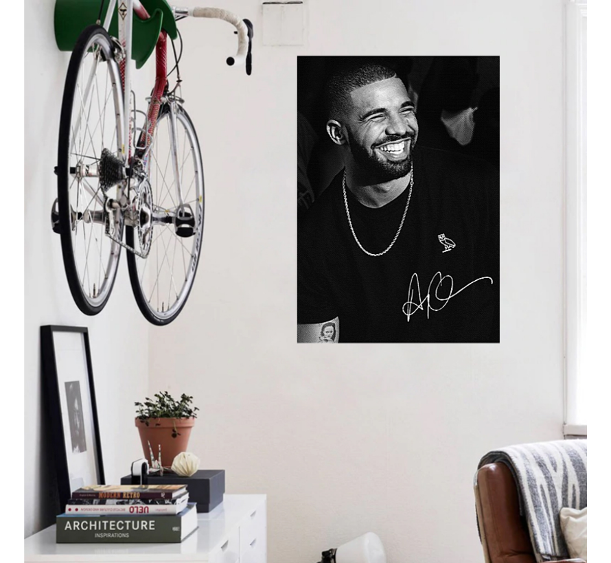 Allernieuwste.nl® Canvas Rapper Drake 2 - Canadese Rapper, Zanger, Songwriter - Kleur - 50 x 70 cm