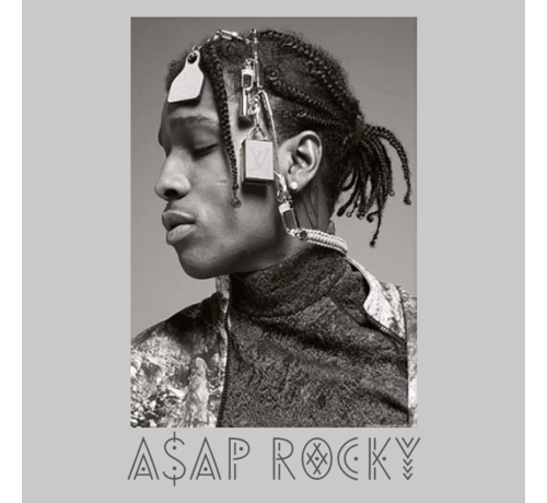 Allernieuwste.nl® Allernieuwste.nl® Canvas Schilderij Hiphop Rapper A$AP Rocky 1 - Zwart Wit - ASAP Rocky Artiest -50 x 75 cm