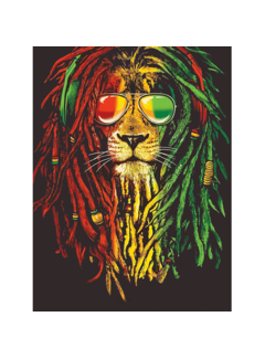 Allernieuwste.nl® Canvas Schilderij Grappige Rasta Reggae Leeuw  - Kleur  - Poster - Print - 50 x 75 cm