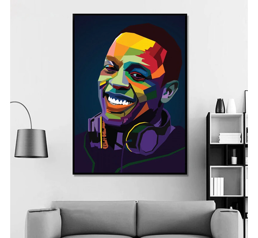 Allernieuwste.nl® Canvas Schilderij Dr. Dre Pop Art Hiphop Rapper Muziekproducer - N.W.A. G-funk -Poster - 50 x 75 cm - Kleur