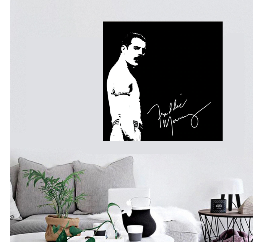 Allernieuwste.nl® Canvas Schilderij Remember Freddie Mercury QUEEN - rock popstar - Poster - 60 x 60 cm - Zwart Wit