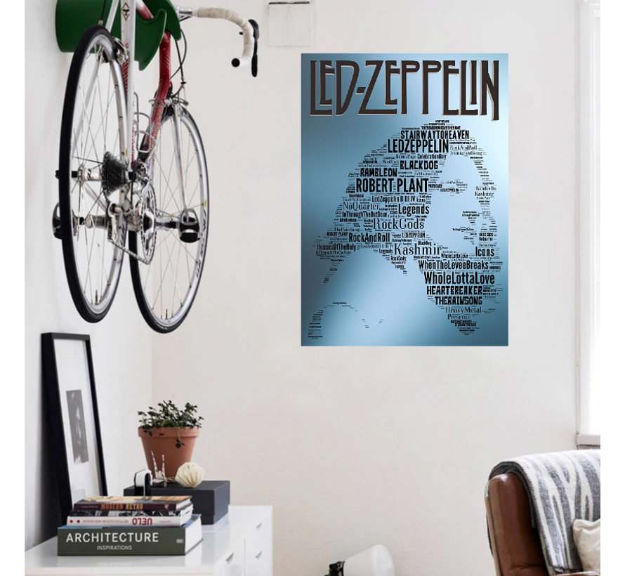 Allernieuwste.nl® Canvas Schilderij Led Zeppelin Robert Plant - Zanger, songwriter Rock Artiest - 50 x 70 cm - Kleur