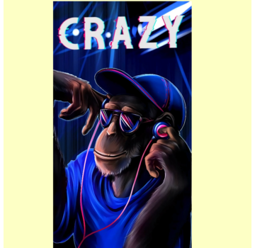 Allernieuwste.nl® Canvas Schilderij Rapper Aap Music Crazy - Modern Realistisch - Poster - Dieren - 50 x 90 cm - Kleur