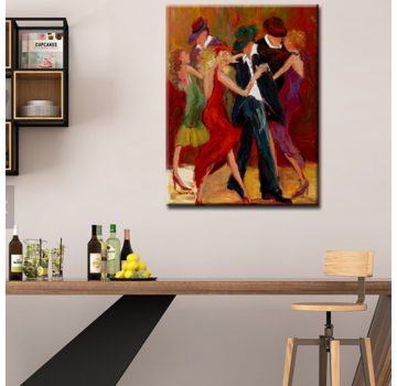 Allernieuwste.nl® Canvas Schilderij Latijnse Latin Dansers - Abstract - Poster - Reproductie - 50 x 70 cm - Kleur