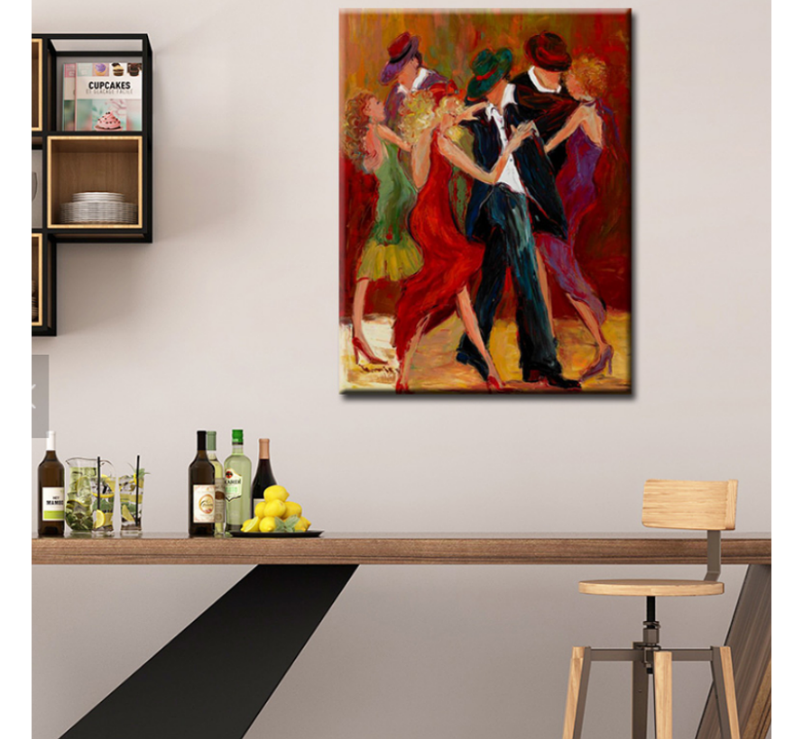 verrader honderd Opknappen Allernieuwste.nl® Allernieuwste Canvas Schilderij Latijnse Latin Dansers -  Abstract - Poster - Reproductie - 50 x 70 cm - Kleur - Allernieuwste.nl