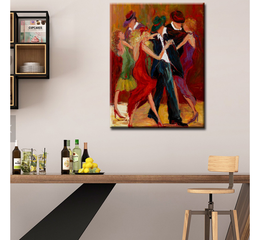 Allernieuwste.nl® Canvas Schilderij Latijnse Latin Dansers - Abstract - Poster - Reproductie - 50 x 70 cm - Kleur
