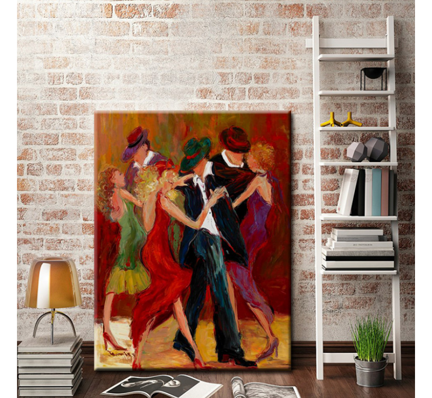 Allernieuwste.nl® Canvas Schilderij Latijnse Latin Dansers - Abstract - Poster - Reproductie - 50 x 70 cm - Kleur