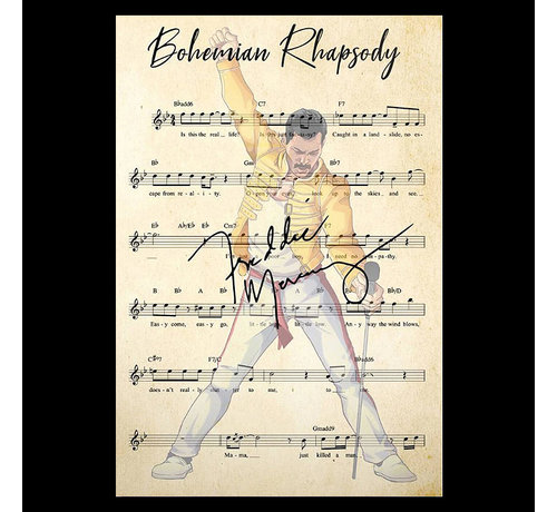 Allernieuwste.nl® Canvas Schilderij * Bohemian Rhapsody Queen * - Moderne Kunst aan je Muur - Kleur - 45 x 60 cm