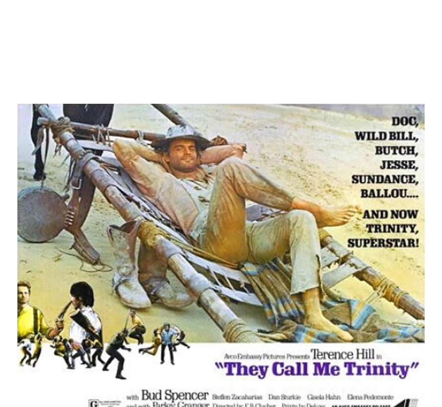 Allernieuwste.nl® Canvas Schilderij Terence Hill in They Call Me Trinity (1970) - Spaghetti Western Film - Kleur - 50 x 70 cm