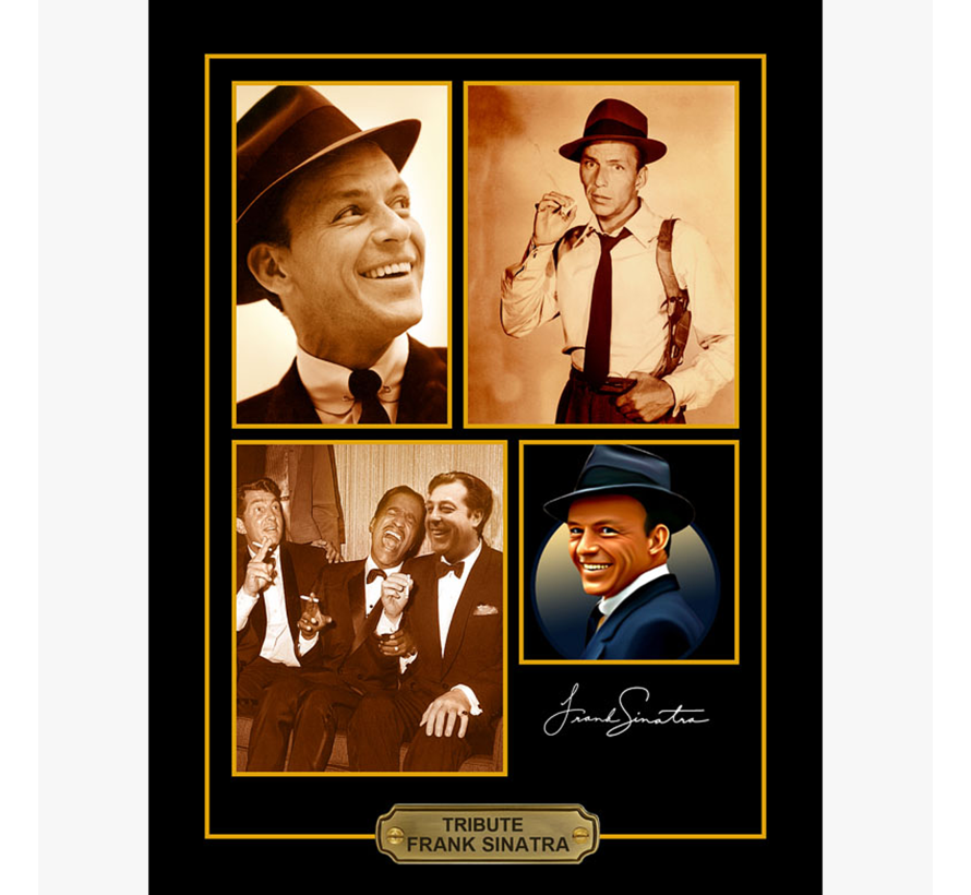 Allernieuwste.nl® Canvas Schilderij VIP Tribute Frank Sinatra The Voice - Memorabilia INGELIJST - 30 x 40 cm