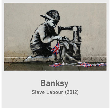 Allernieuwste.nl® Canvas Schilderij * Banksy Kinderarbeid - Slave Labour * - Kunst aan je Muur - Popart Street-Grafitti -  50 x 75 cm