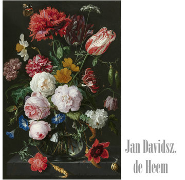 Allernieuwste.nl® Canvas Schilderij * Jan Davidsz de Heem Vaas met Bloemen * - Bloem Stilleven - kleur - 60 x 100 cm