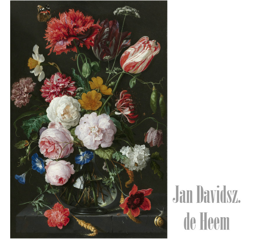 Canvas Schilderij * Jan Davidsz de Heem Vaas met Bloemen * - Bloem Stilleven - kleur - 60 x 100 cm