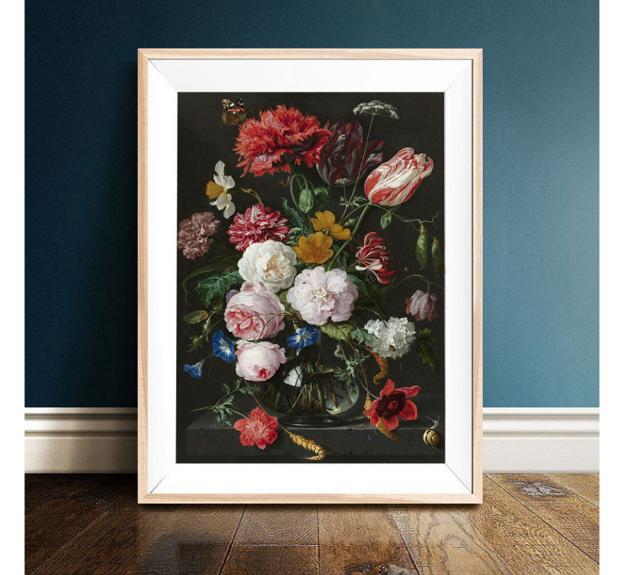 Canvas Schilderij * Jan Davidsz de Heem Vaas met Bloemen * - Bloem Stilleven - kleur - 60 x 100 cm