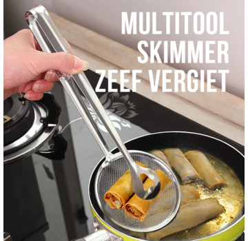 Allernieuwste.nl® Allernieuwste Multitool Skimmer Zeef Vergietlepel Schuimspaan Blanceerlepel Frituurzeef Drainer Friteuse Skimmer - RVS