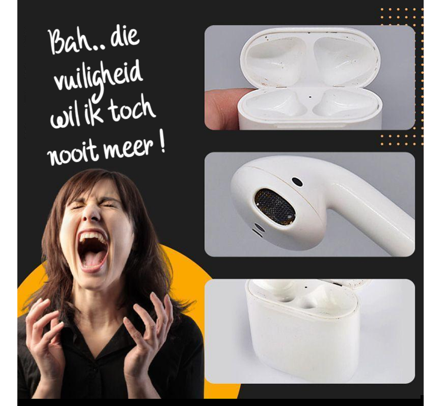 Allernieuwste Apple Airpods Schoonmaakset 3-in-1 Pen - Air Pod Oordopjes Reinigen Schoonmaken - Airpod Reinigingset - Oortjes Ontsmetten - Geschenk Idee Cadeau - Sinterklaas kado - Wit