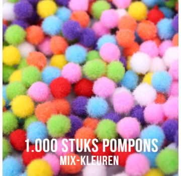 Allernieuwste.nl® 1000st Mini Pompons 1 cm - Kleur Knutsel Pompons - DHZ / DIY