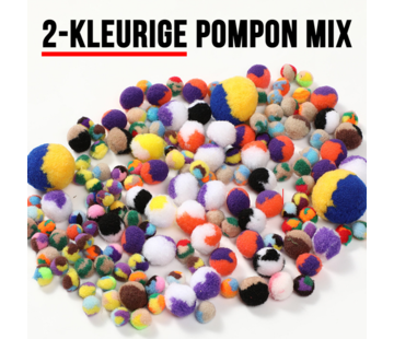 Allernieuwste.nl® Allernieuwste 200 STUKS 2-kleurige Pompons 5 tot 50 mm Mix Kleur Knutsel Pompons voor Gezichten - DHZ Handwerken Knutselen - 200 stuks 5-50 mm