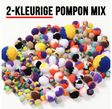 Allernieuwste.nl® 200 STUKS 2-kleurige Pompons 5 tot 50 mm Mix Kleur - DHZ