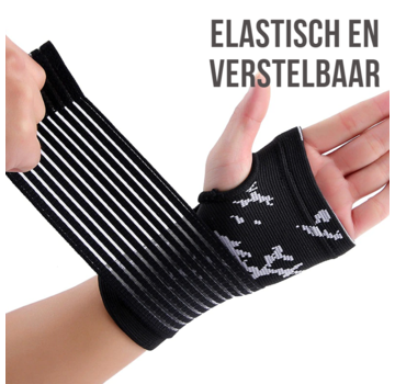 Allernieuwste.nl® Allernieuwste Verstelbare Elastische Pols Band ZWART - Ventilerende Hand Pols Brace Ondersteuning - Polsband Atritis Artrose Carpaal Tunnel Syndroom CTS - PolsBrace - Zwart