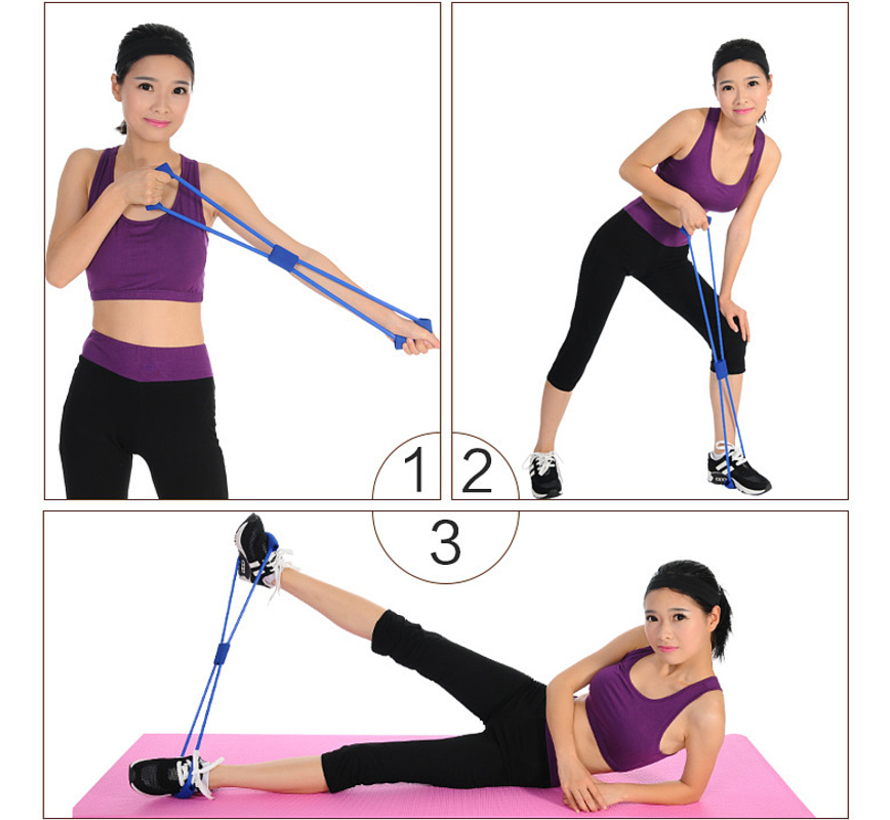 Allernieuwste Set Weerstandbanden Fitness Elastiek - Full Body Workout - Buikspier training - Elastische Sit-Ups Trekkoorden - Blauw