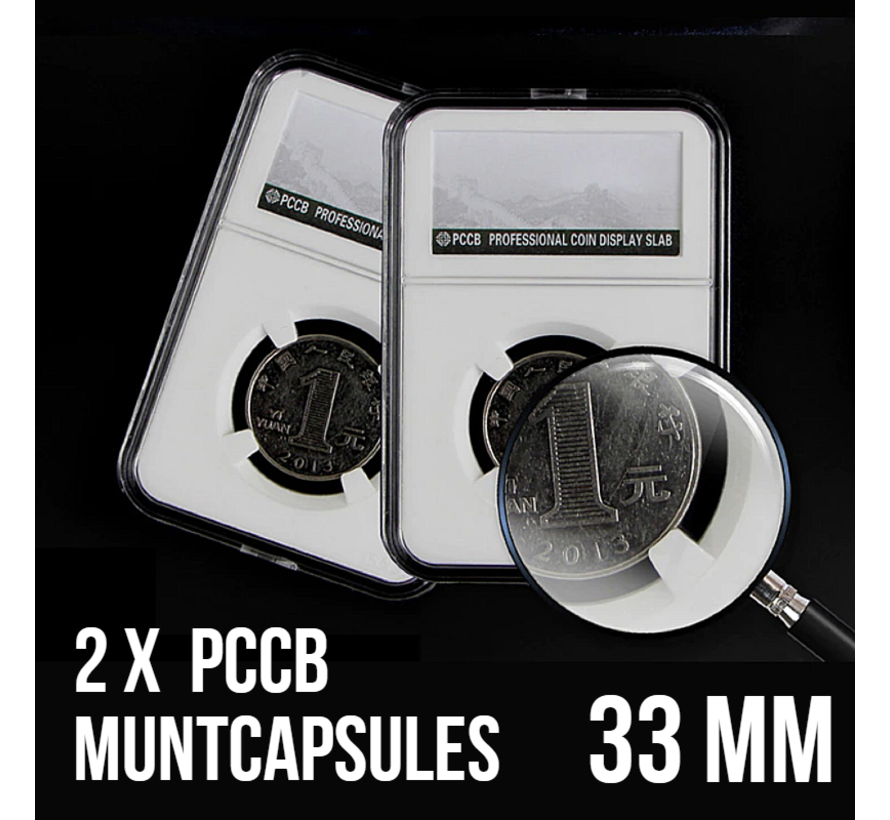 Allernieuwste 2 Stuks PCCB Muntcapsules Ø 33 mm Transparante Munt Capsules - PCCB Munthouders voor gouden en zilveren munten, penningen, tokens - 33 mm
