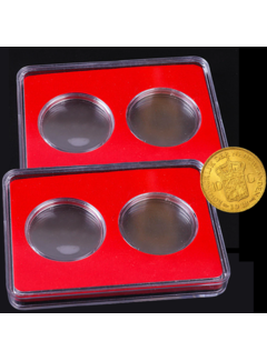 Allernieuwste.nl® Allernieuwste Luxe Munt Display Box voor 2 Munten van 20.5 - 25 - 27 - 30 mm - Numismatiek Verzamelhobby