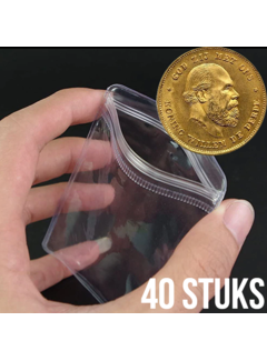 Allernieuwste.nl® 40 Stuks PVC Munt Tas Grip Zak Doorzichtig Veilig Bewaren - Voorkomt Oxidatie - 40 st. 40 x 60 mm **