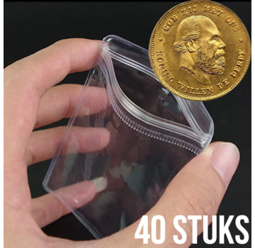 Allernieuwste.nl® 40 Stuks PVC Munt Tas Grip Zak Doorzichtig Veilig Bewaren - Voorkomt Oxidatie - 40 st. 40 x 60 mm **