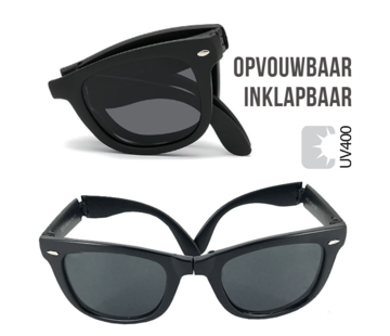 Allernieuwste.nl® Allernieuwste Opvouwbare Inklapbare Zonnebril Unisex - UV 400 - Zwart - Voor Mannen en Vrouwen - Klassiek Model Vouw Bril