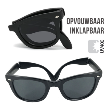 Allernieuwste.nl® Allernieuwste Opvouwbare Inklapbare Zonnebril Unisex - UV 400 - Zwart - Voor Mannen en Vrouwen - Klassiek Model Vouw Bril