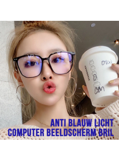 Allernieuwste.nl® Oversized Computerbril Zwart - voor alle Beeldschermen met Anti Blauw Licht Glazen - Stralingsbescherming - Dames Beeldschermbril - Ultralight Kantoorbril - Zwart **