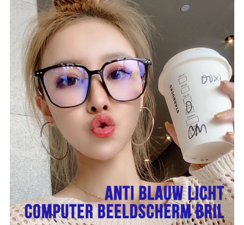 Allernieuwste.nl® Allernieuwste Oversized Computerbril Zwart - voor alle Beeldschermen met Anti Blauw Licht Glazen - Stralingsbescherming - Dames Beeldschermbril - Ultralight Kantoorbril - Zwart