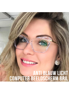 Allernieuwste.nl® Allernieuwste Modieuze Computerbril Licht Grijs Geblokt - voor alle Beeldschermen met Anti Blauw Licht Glazen - Stralingsbescherming - Dames Beeldschermbril - Ultralight Kantoorbril - Rose Geblokt