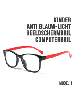 Allernieuwste.nl® Allernieuwste Kinder Computerbril Zwart-Rood 1 - voor alle Beeldschermen met Anti Blauw Licht Glazen - Stralingsbescherming - Moderne Beeldschermbril - Model 1 Kind Zwart Rood