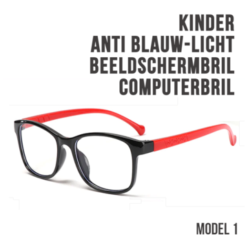 Allernieuwste.nl® Allernieuwste Kinder Computerbril Zwart-Rood 1 - voor alle Beeldschermen met Anti Blauw Licht Glazen - Stralingsbescherming - Moderne Beeldschermbril - Model 1 Kind Zwart Rood