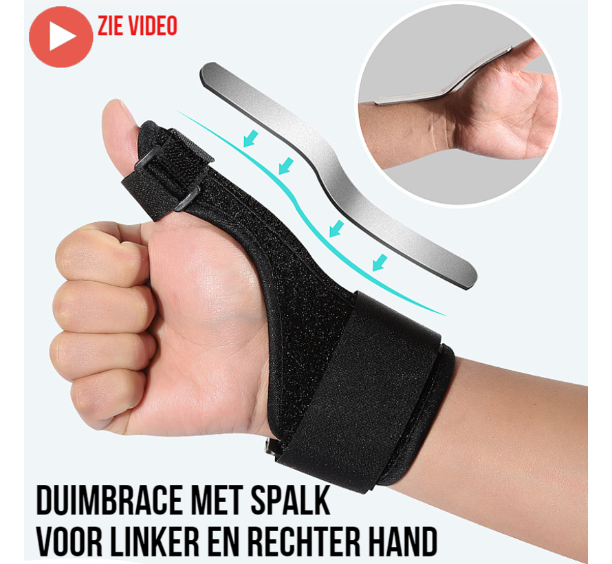 Duimbeschermer MET Stalen Spalk - Verstelbare Duim Brace - Pols Palm Duim Vinger Berscherming Sport Bandage DuimBrace- Zwart