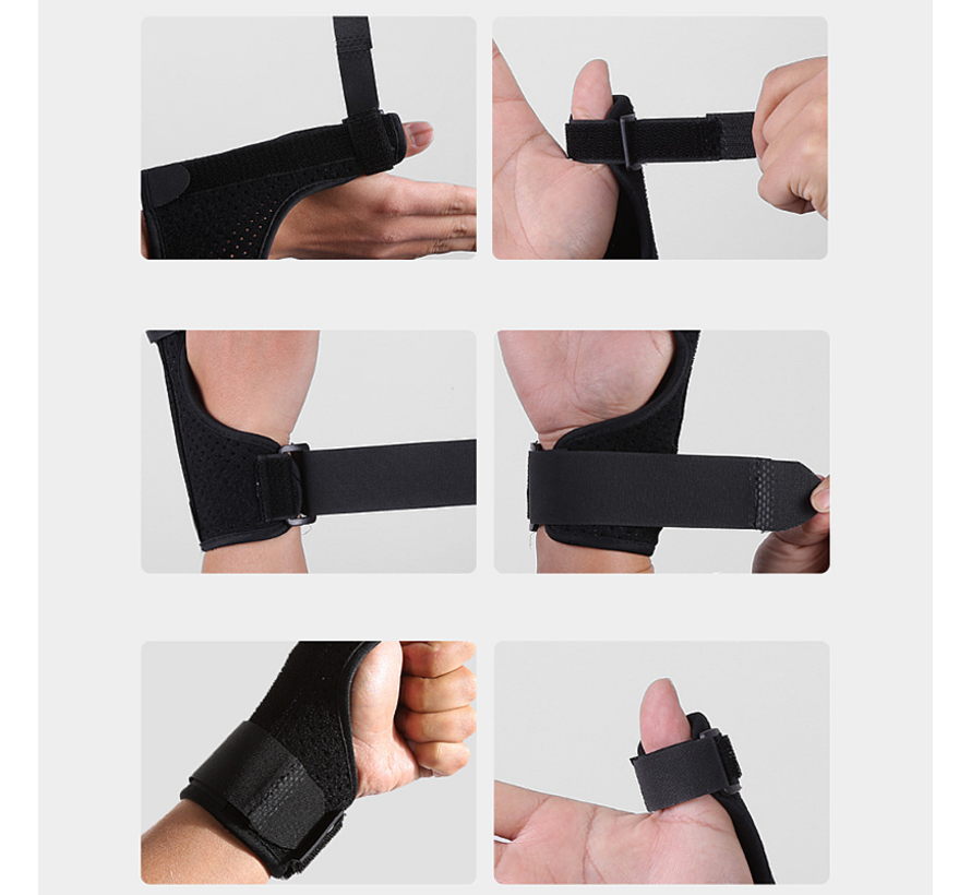 Duimbeschermer MET Stalen Spalk - Verstelbare Duim Brace - Pols Palm Duim Vinger Berscherming Sport Bandage DuimBrace- Zwart