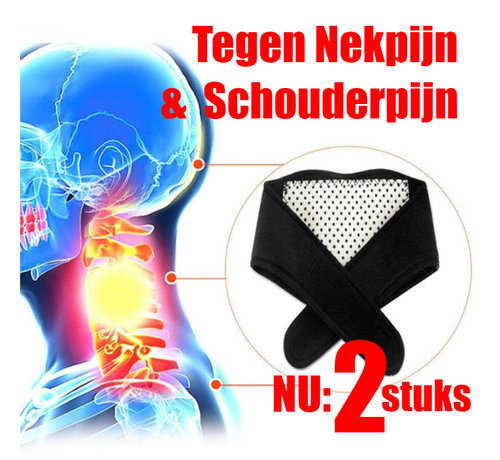 Allernieuwste.nl® Orthopedisch Toermalijn Infrarood Massage Zelfwarmend - Magneet - Nekpijn - Nekklachten - Nekband - Nekbrace - 2 Stuks - S-M